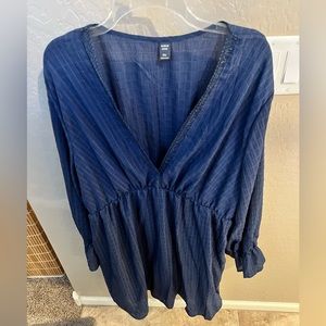 Shein Curve long sleeved navy dress. Light gauze-like material and flowy.